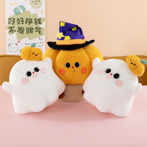 Jouets en peluche super doux en forme de citrouille de Noël et de fantôme, design brodé, maille en peluche, oreiller de sommeil pour enfants, rembourrage en coton PP, soulagement du stress - Product Image 5