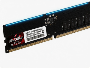 TXRUI DDR5 16GB 6000MHz Desktop <b>RAM</b> DIMM-PCS-48000-XMP Black With Blue LED Lighting - Product Image 2