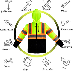 Bán chạy nhất huỳnh quang màu vàng đa năng hai màu khả năng hiển thị cao Windproof phản quang an toàn bảo hộ lao động Áo khoác - Product Image 2