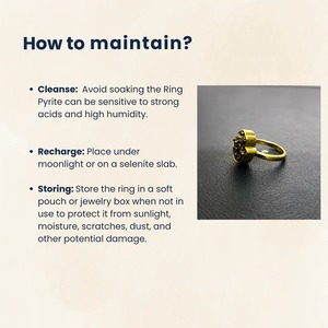 Pyrite Hamsa Hand <b>Ring</b>, <b>Adjustable</b>, Unisex - Product Image 4