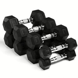 Juego de Mancuernas Hexagonales de Goma para Gimnasio, Entrenamiento de Fuerza, Pesas Libres para Ejercicios de Fitness en Casa - Product Image 1