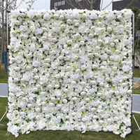 Toile de fond de taille personnalisée enroulable de mur de fleurs artificielles pour la décoration de scène de mariage
