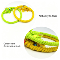 Jouet pour perroquet fait main personnalisable en fer, coton et lin, léger et durable, avec perles colorées, anneau suspendu et perchoir pour cage à oiseaux