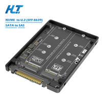 Kartu Adaptor 2 in 1 M.2 SSD ke U.2/SAS Mendukung M.2 NVMe SSD ke U.2 SFF8639 & M.2 SATA SSD ke SAS Dengan Kotak Pembuang Panas
