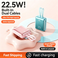 Nouvelle mini batterie externe électronique 10000 mAh, mince et portable, avec câble USB-C, Powerbanks 10000 mAh