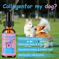 Complément alimentaire OEM en promotion pour soutenir la santé de la peau et des ongles, favoriser un pelage brillant, gouttes liquides de collagène pour chiens, 60 fl.