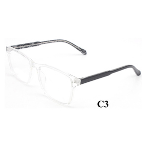 OEM Logo Unisex Rectangle Clear Plastic Eyeglass <strong>Frames</strong> with Gradient Blue Brown Black Red Colors Latest Design