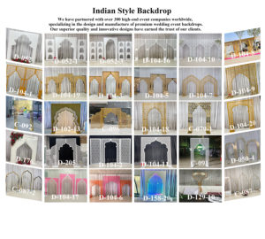 LEDA Wedding Decoration Modern Indoor Square Indian Wind Gold Metal Iron <b>Backdrop</b> with Patterns - Product Image 5