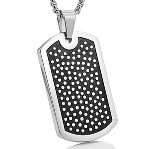 yunnique Stainless Steel <b>Dog</b> <b>Tag</b> Pendant Necklace With Black Pave Setting For Unisex Fashion Jewelry Gift - Product Image 1