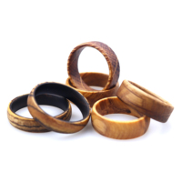 Anillos de Madera de Barril de Whisky Vintage de 8 mm de POYA Wholesale, Anillos de Madera de Olivo Natural para Hombre, Joyería