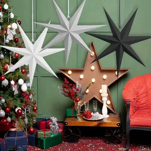 Сделанные на заказ черные белые серые подвесные рождественские украшения семь точек бумажная звезда