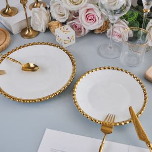 Assiettes de luxe SONYA en gros avec incrustations dorées, assiettes de présentation écologiques en pierre turquoise pour mariage - Product Image 4