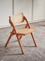 Chaise de salle à manger en bois massif avec dossier pliant en rotin pour la maison, les loisirs ou les négociations en restaurant