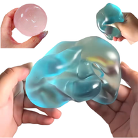Balle souple transparente bleue en autre matériau, jouet anti-stress à presser pour enfants et adultes, unisexe, jeu sensoriel Fidget 8-13 ans
