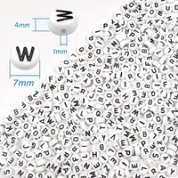 100 pièces/paquet Perles acryliques 4*7mm Lettres anglaises Alphabet Blanc Noir Perles en vrac Certifiées par un tiers Bracelet d'amitié DIY