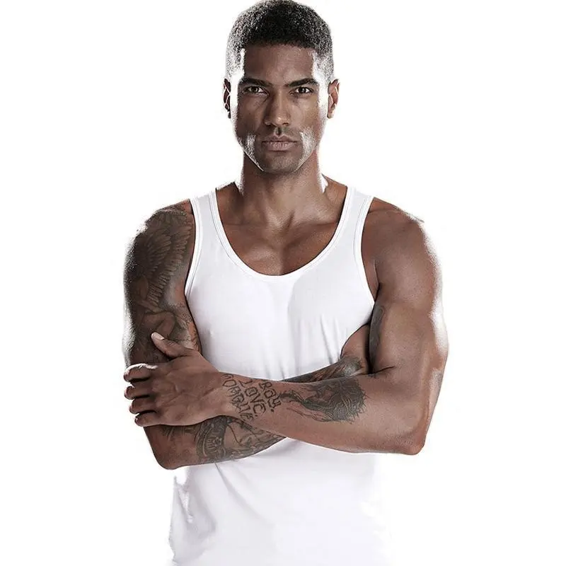 Customized men's tank top Tight-fitting cotton gym tank top men