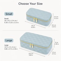 Étui de voyage pour bijoux en gros avec miroir, compartiments pour bagues et broches, intérieur en velours, fermeture éclair, boîte cadeau portable