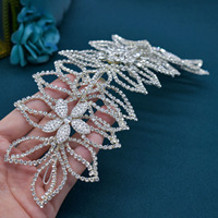 Appliques de robe haut de gamme en perles argentées et strass en cristal, accessoires pour coiffure et décoration de robe