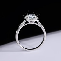Bague Moissanite Halo en Gros, Argent Sterling 925 Plaqué Or 18K, Certifiée GRA, pour Femme, Fiançailles, Mariage, Demande en Mariage