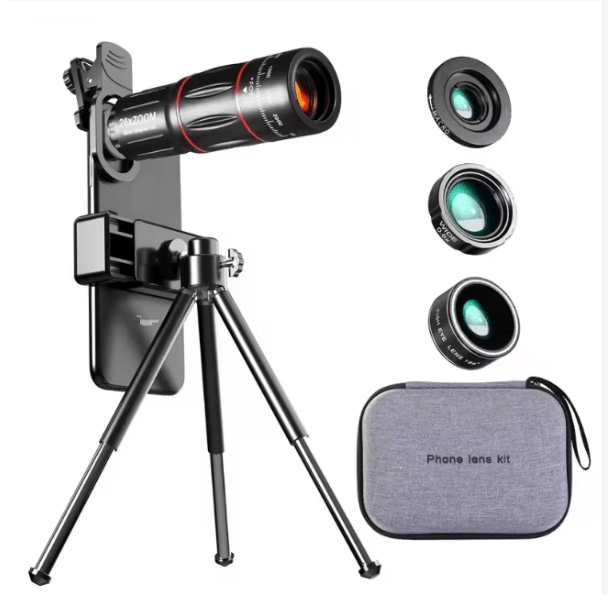 28x Telephoto Monocular Fisheye Lens Kit Mobile Phone Camera Telescope with Tripod Stand