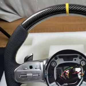 พวงมาลัยรถคาร์บอนไฟเบอร์หนังสำหรับ Mercedes <span class=keywords><strong>Benz</strong></span> GLE300 GLE400 GLE350 CLA 45 C63 C43 E63 AMG GT W212 W213 W205 W204 - Product Image 4