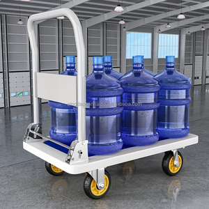 รถเข็นพับได้ OEM แบบมีแท่นวางของ  โครงเหล็กเคลือบสี  สำหรับใช้ในบ้าน  แบบสี่ล้อ - Product Image 5