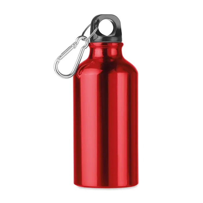 Botol air olahraga Logo kustom 400 Ml botol Aluminium lapisan tunggal dengan karabiner