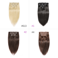Extensions de cheveux humains brésiliens vierges Remy lisses à clipser, qualité 8A-12A, tissage machine, toutes couleurs disponibles, prix abordable