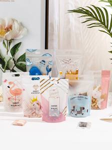 ถุงขนมดีไซน์เรียบง่าย เกรดอาหาร ลายการ์ตูนใหม่ ถุงใส่ขนมแบบตั้งได้ ลายเกล็ดหิมะ ขนมกรอบ ติ่มซำ ถุงซิปล็อคปิดผนึกเองได้ ถุงขนมขบเคี้ยว - Product Image 2