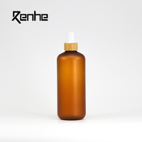 Emballage cosmétique personnalisé 60ml 120ml 250ml 500ml Bouteille de shampooing en plastique PET ambré en bambou Pot de crème pour le corps et les soins de la peau