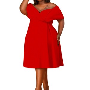 D3027C 2021 Phong Cách Mới Phi Womens Dresses Ngắn Tay Áo Tắt Vai Cộng Với Kích Thước Ăn Mặc Thanh Lịch Evening Dresses - Product Image 6