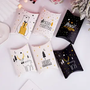 Proveedores de China 2023 nuevo material de papel de embalaje de jalea de caramelo creativo almohada blanca cajas de embalaje de dulces para el día de Navidad