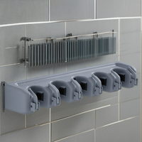 Wandmontage mop- en bezemhouder van PP plastic, opbergrek voor keuken en badkamer, organizer voor schoonmaakgereedschap