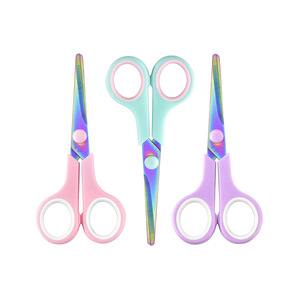 Titanium Plated Student Scissors Stainless Steel Craft Kids Art Office Supplies Pink Purple V Shaped - Product Image 5