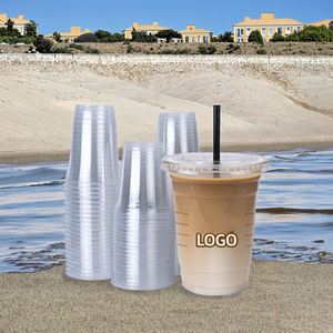 CJF Custom Logo Single Wall Silk Screen Printed PET <b>Plastic</b> <b>Cups</b> 12oz/16oz/24oz for Iced Coffee Juice & Smoothies - Product Image 3