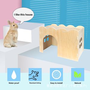 Wooden Rabbit Hiding <b>House</b> Medium Size Durable Pet <b>Bed</b> For Small Pets - Product Image 4