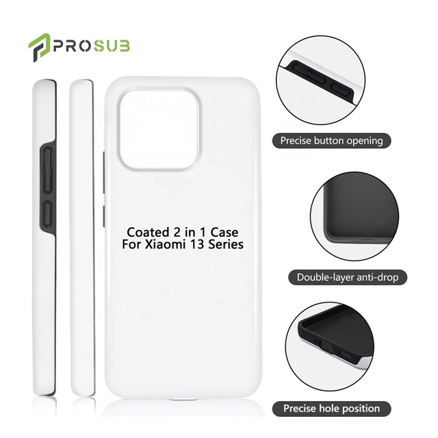 Prosub 3D TPU+PC Sublimated Blanks Tough Coated Cell Phone Case Sublimation 2 in 1 Phone Case for Xiaomi 13 Series