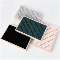 Plateau de présentation en velours TaiYi, plateau de présentation en bois et daim personnalisé, 12 emplacements pour bracelets, anneaux, porte-bijoux, plateau de présentation pour exposition
