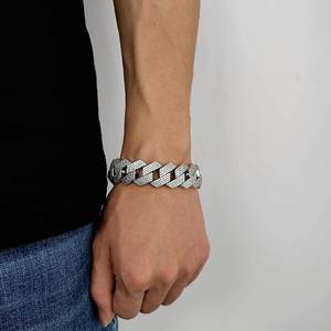 Pulsera Hip Hop de 19 mm con Cierre de Resorte, Cadena Cubana de Cuatro Hileras con Zirconia en Forma de Rombo, Joyería para Hombre, Tanjing - Product Image 3