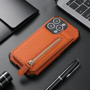 New Zipper Phone Leather Case Wallet Phone Case Suitable For IPhone 12 13 14 15 Card 2 In 1 CASE PHONE