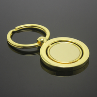 Porte-clés rond en alliage de Zinc vierge, porte-clé à trois couches, rotation à 360 degrés, 1 pièce