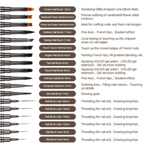 Ensemble de 18 pinceaux de luxe pour nail art avec manche métallique, poils en nylon anti-chute pour extension de gel UV - Product Image 3