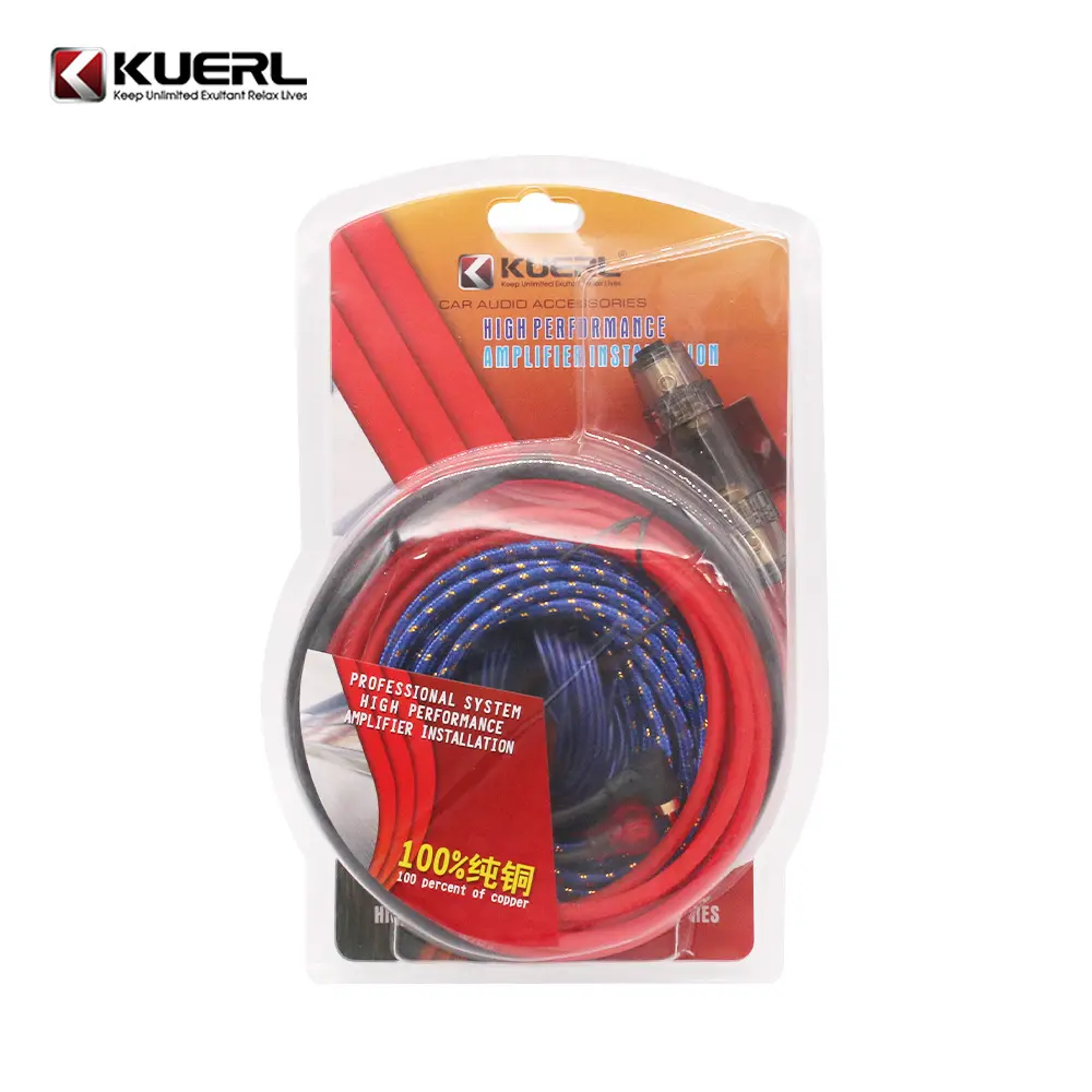 Kabel Instalasi Subwoofer Tembaga Murni, Kabel Daya Max 800 ~ 1800W, Kabel Kit Amplifier Mobil 10GA