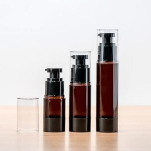 Eco Friendly Amber Empty PP Plastic Cosmetic Refillable Container Skin Care Serum Lotion 15ml 30ml 50ml 80ml 100ml Airless Pump - Product Image 3