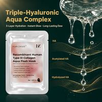 Masque en feuille hydratant, réparateur, apaisant et antioxydant au collagène humain recombinant de type III, anti-âge, 28g pour le visage