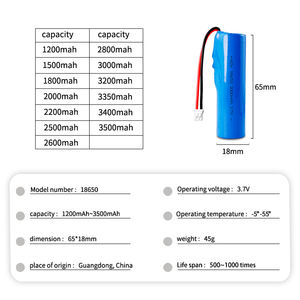 Baterai <span class=keywords><strong>Li</strong></span> <span class=keywords><strong>Ion</strong></span> isi ulang harga grosir 18650 3.7v 2000mAh 2200mAh baterai 2500mAh sel litium silinder baterai 18650 - Product Image 2