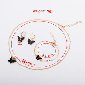 Butterfly Jewelry <b>Set</b> Gold Plated Alloy Necklace Earrings <b>Bracelet</b> Women's Party Fashion Cute Style 2024 - Product Image 4
