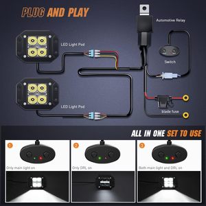 2pcs đồng bằng gắn kết dẫn Pod ánh sáng với DRL, 4.8-inch Dot chùm 20W 2510lm sao lưu đảo ngược ánh sáng Lái Xe Sương Mù Ánh sáng với hệ thống dây điện Kit - Product Image 6