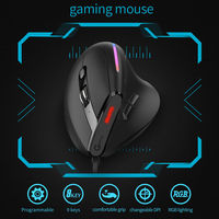 Ratón para Juegos Vertical con Cable T-50 OEM Personalizado de Fábrica, 9 Botones Programables, Ergonómico, RGB, 12800 DPI, para PC Gamer, Venta al Por Mayor