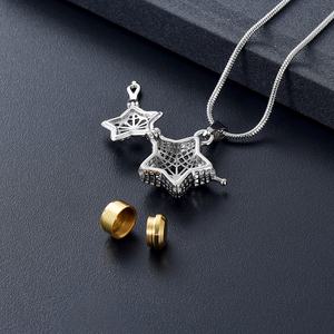 IJD20005 похоронная мини-клетка со звездами, круглый медальон для сувенира для домашних животных/человека, похоронная урна из нержавеющей стали, медальон со звездами - Product Image 4